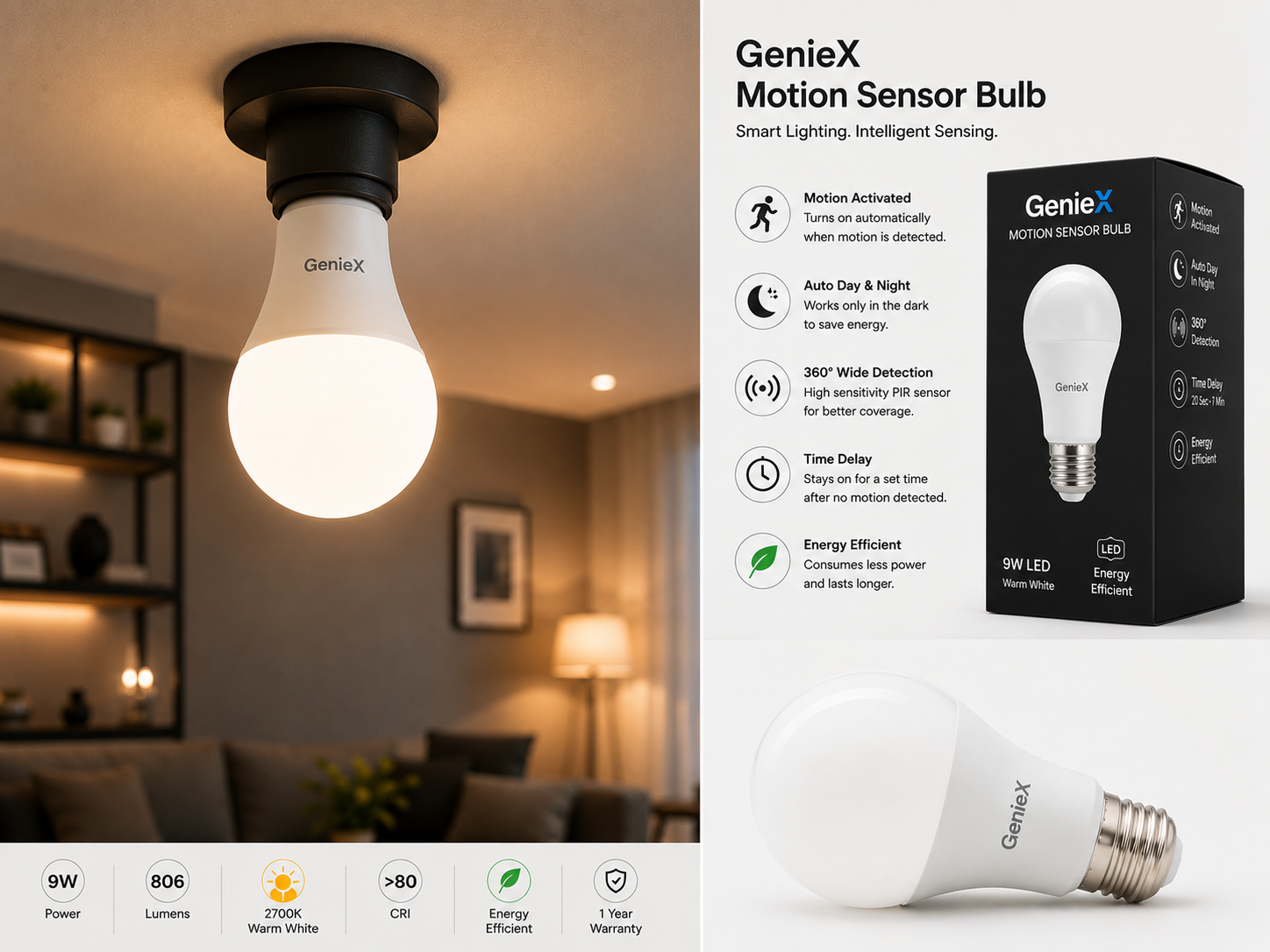 GenieX Motion Sensor Bulb